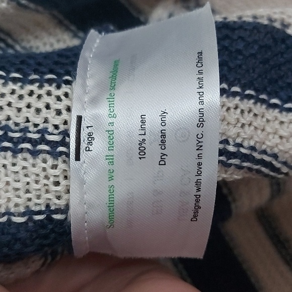 M.M. Lafleur The Samara Sweater Navy/Ivory Striped 100% Linen Knit Size XL - Picture 7 of 7